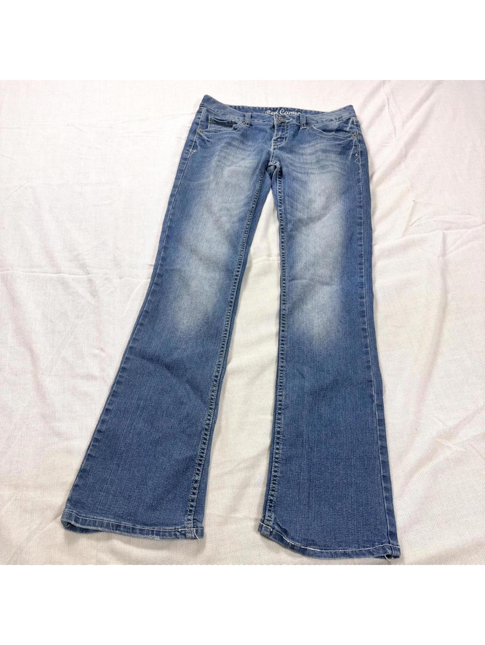 Super Cute Light Blue Low Rise Flared Jeans With Embroidery, Size 5 Womens